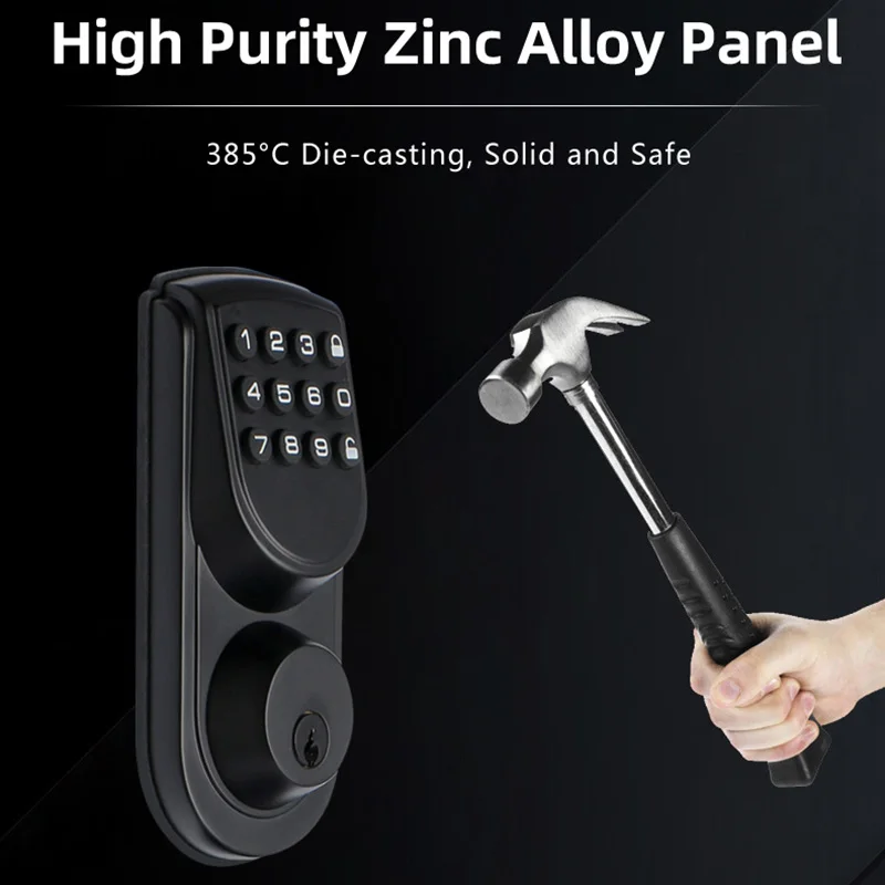 Home Security Zinc Alloy Usb Power Supply Durable Intelligent Electronic Deadbolt