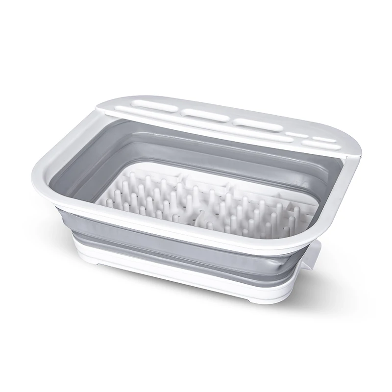 Kitchen Multifunction Collapsible Dish Drying Rack with Drain Board Foldable Dinnerware Basket drain basket vegetable