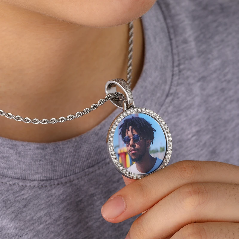 Moissanite Memory Pendant 925 Silver Custom Hip Hip Photo Pendant Iced Memory Moissanite Pass Diamond Test