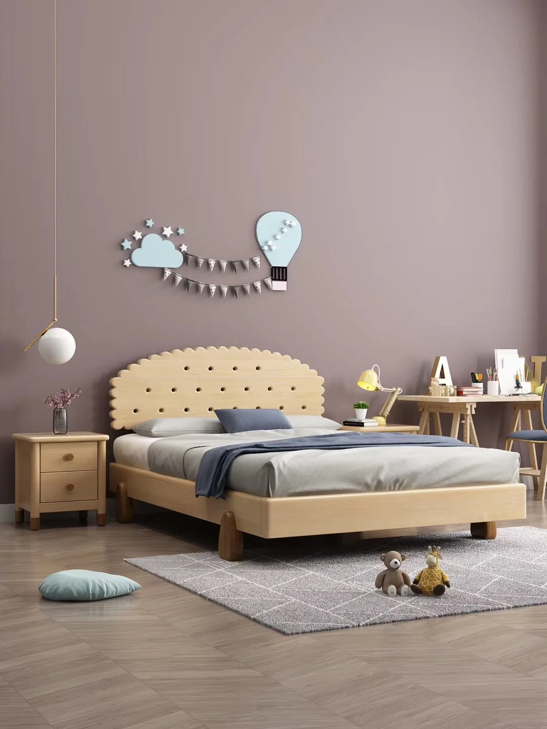 Kids Bedroom Furniture Wooden Children Single Bed Frame with Cartoon Design Best Selling