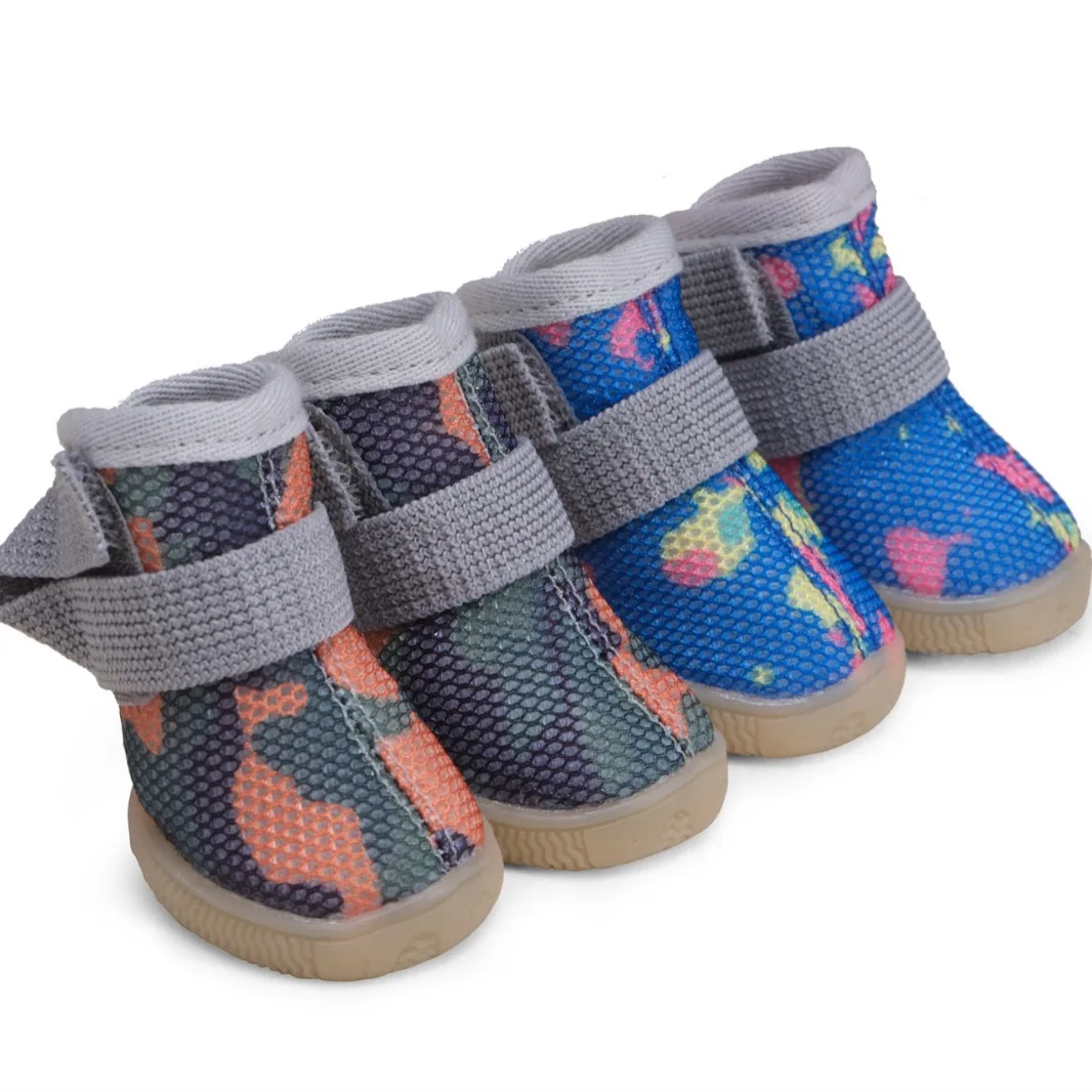 Mesh Breathable Pet Shoes for Small Dogs - Universal Outdoor Use, Non-Dirty Feet, Comfortable Rubber Sole Camouflage Pattern