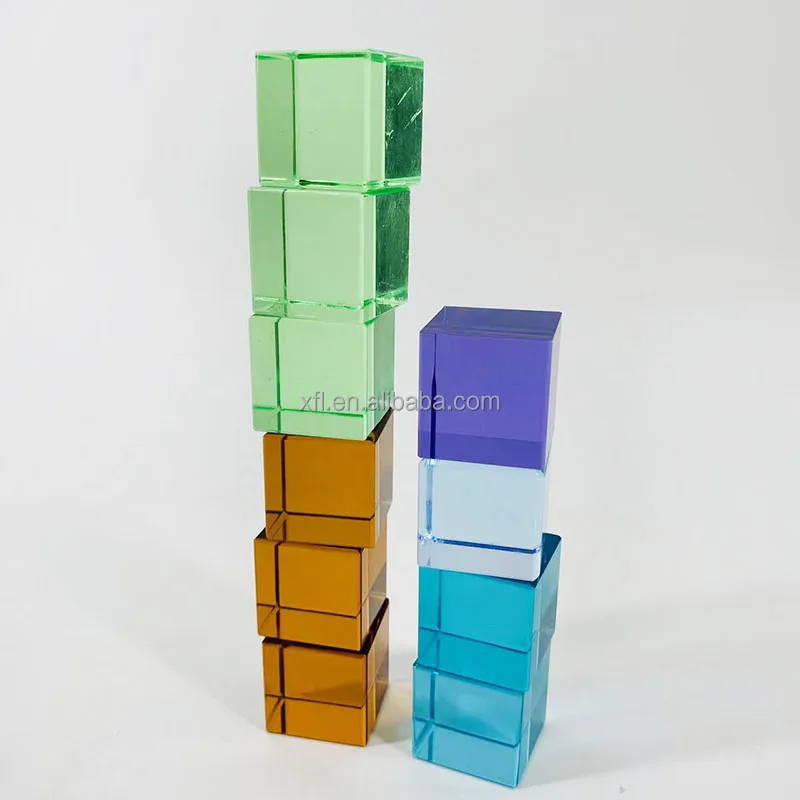 Factory Customize Acrylic Building Block Colorful Cube Block Games Children Toys Acrylic Gem Blocks