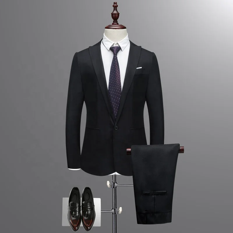 Cheap Two Piece Men Suits New Groomsmen Wedding Suit 2020 Mens Dress Suits Sets for Prom Party Evening