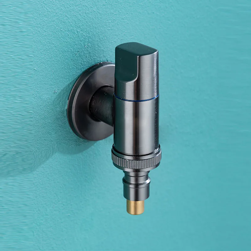 Ultra-short mini all-copper body triangular valve household faucet 4 points automatic water stop nozzle buckle saves space