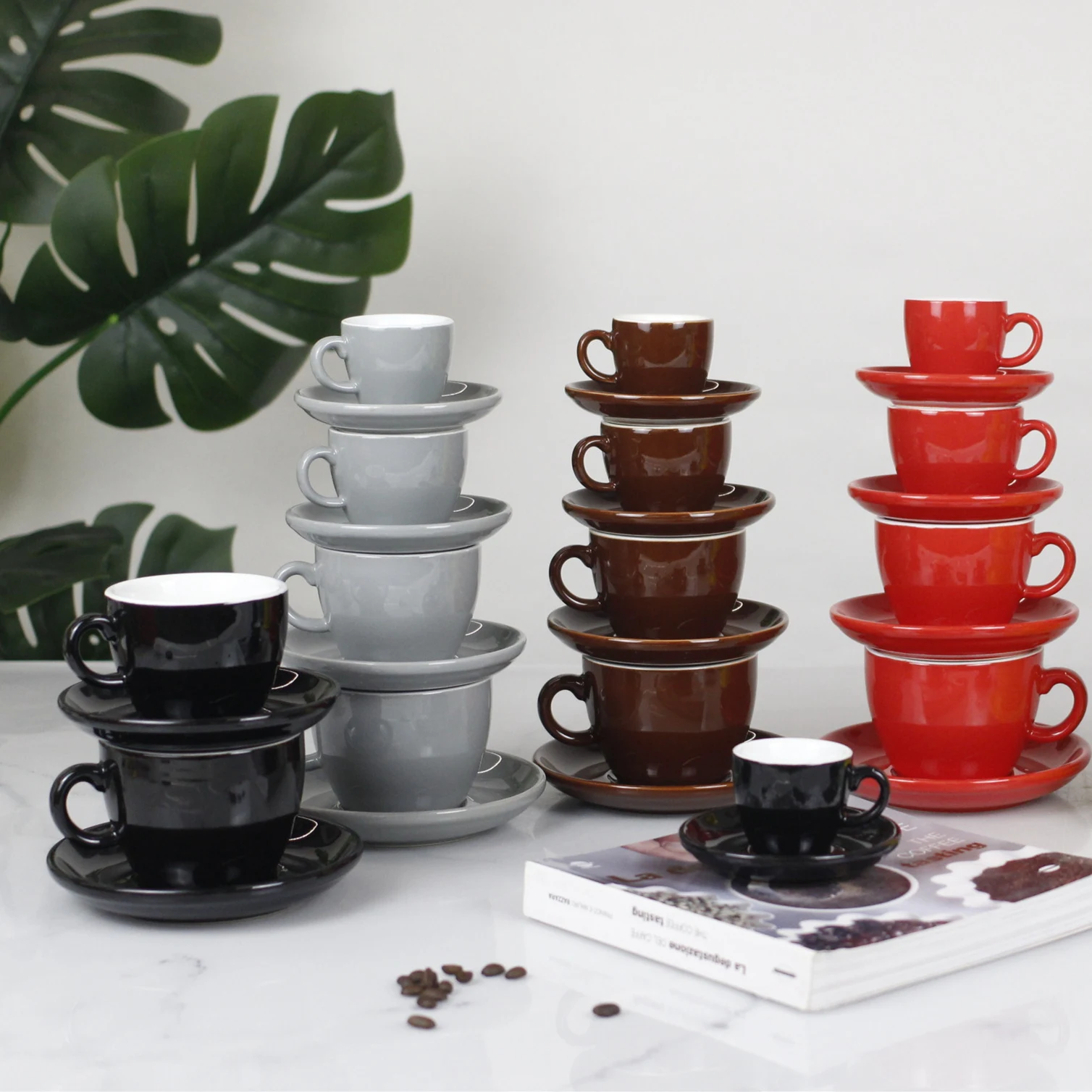 Custom Color Ceramic Espresso Cup and Saucer Porcelain Coffee Cup Custom Ceramic Coffee Cup Saucer for Cafe