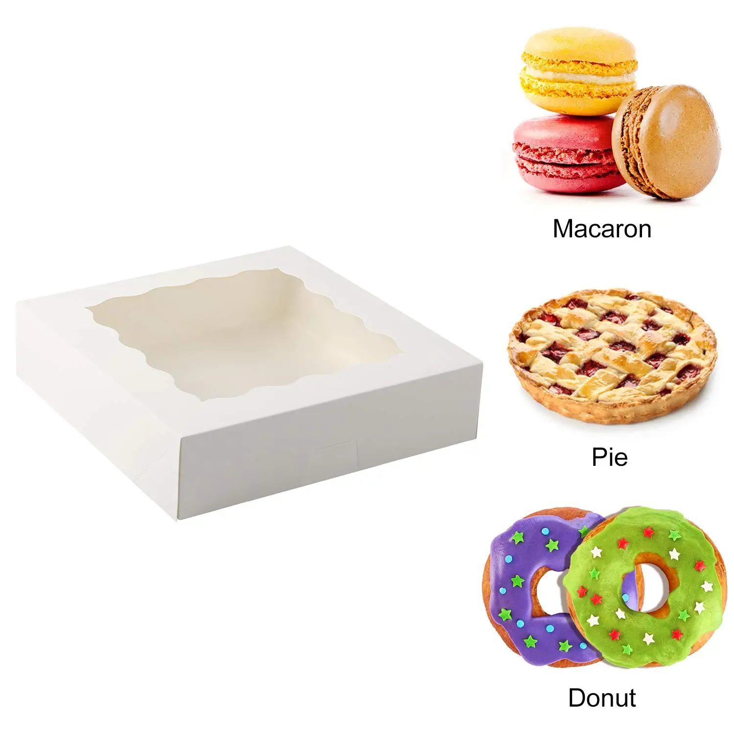 Hot sale cake Boxes 10x10x2.5in White Bakery Boxes Pastry Cake Boxes with Window