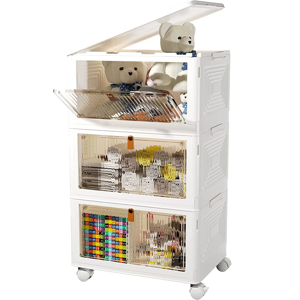 Plastic Storage Bins Organizer Stackable Bins with Lids for Storage Bedroom Living Room Kitchen Study Office