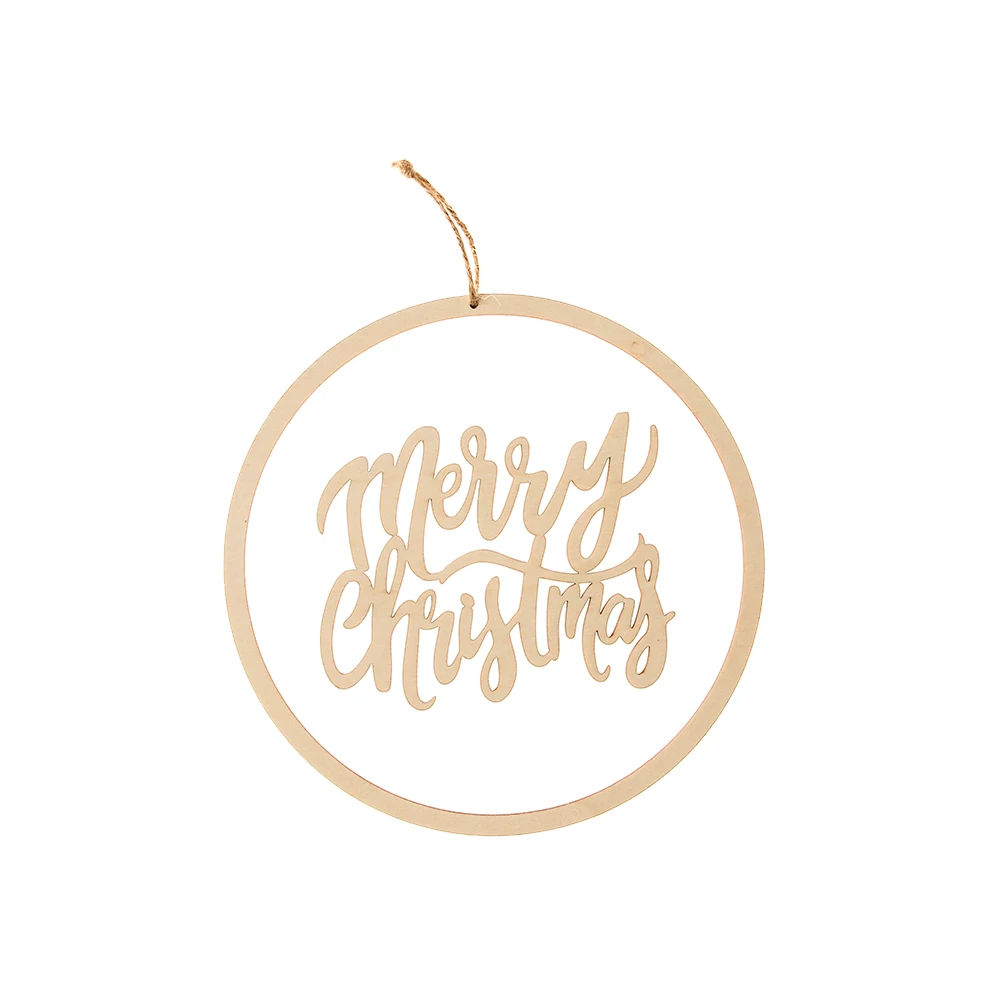 Customized word christmas wooden acrylic round hanging ornament