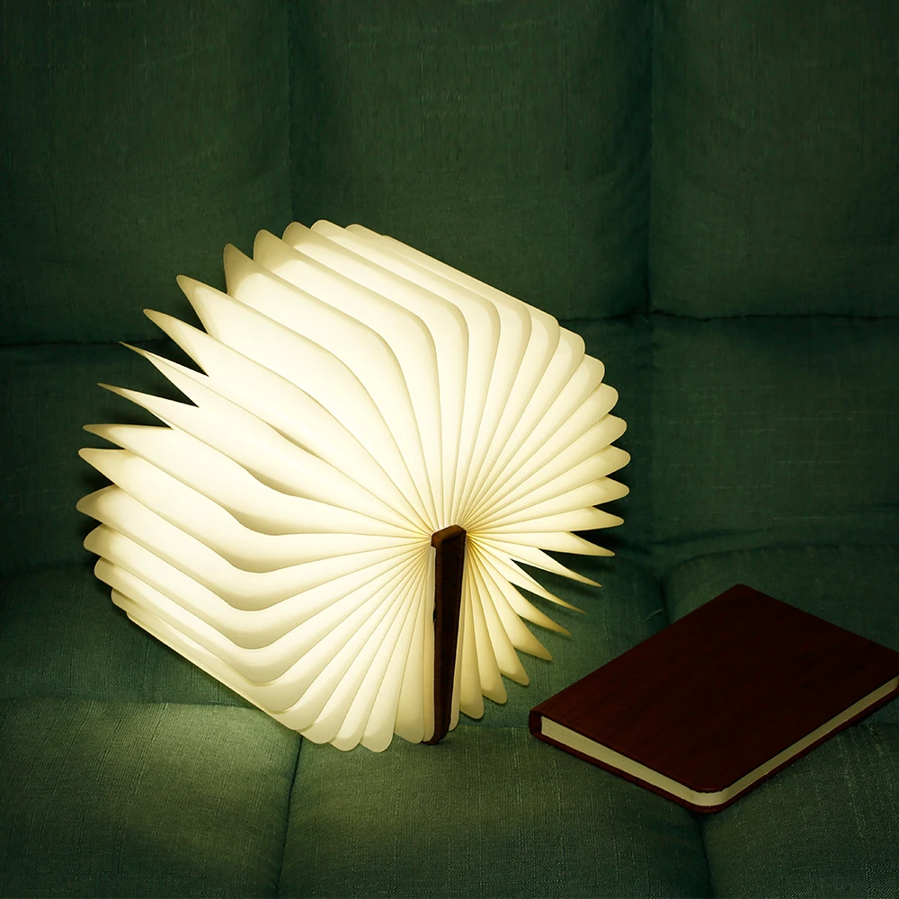 
ZRWK07 Led Mini Wooden Folding Rechargeable Book Light Night Light USB Book Shape Foldable Led Lamp 