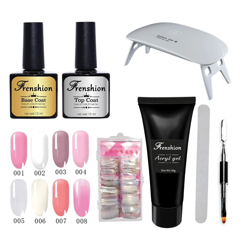 Long Lasting  Healthy Transparent Pink White  Color UV Gel Nail Polish Set Acrylic Gel Manicure  With Slip Solution
