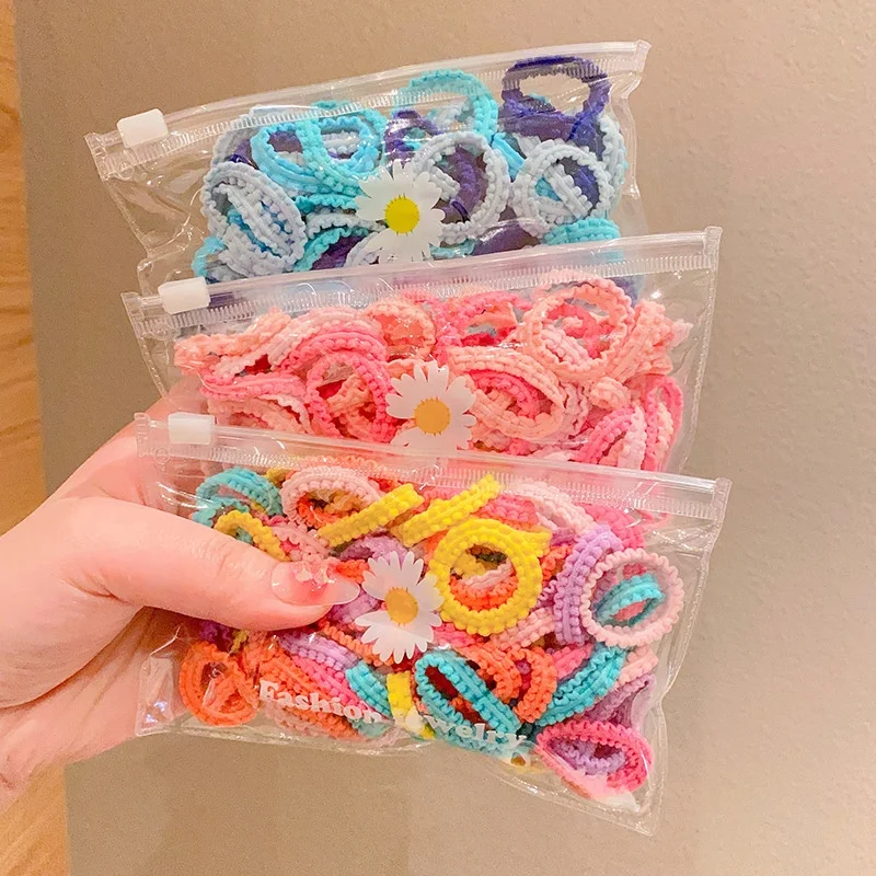50pcs/Bag Durable Elastic Small Hair Bands Baby Children Hair Accessories Colorful Kids Elasticity Hair Ties