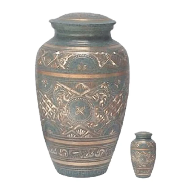 Декоративная погребальная урна синего цвета из алюминия высокого качества для взрослых