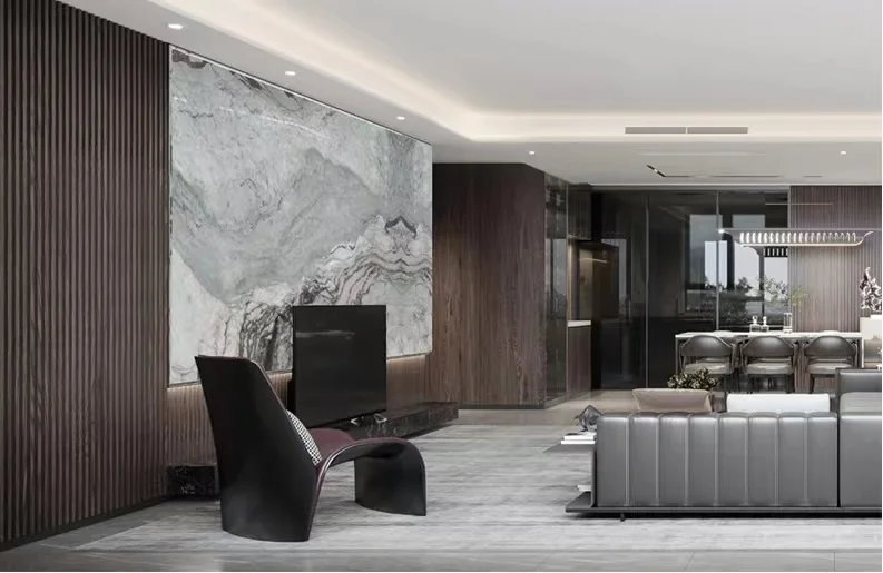 High Grade Natural Gray Marble Floor Slate Stone Dining Table Countertops Slab and Tile