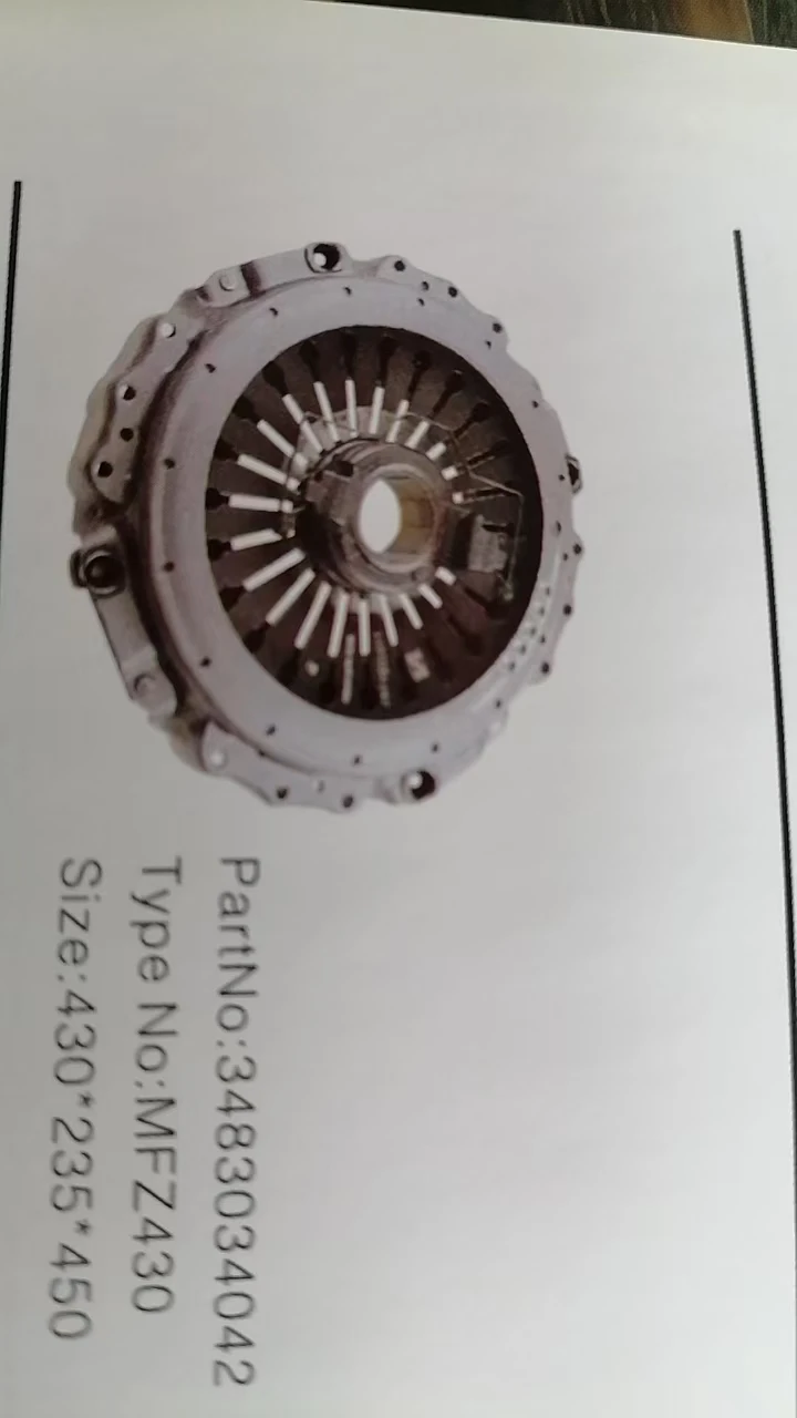 YSD AUTO clutch cover pressure plate 3483034042 size 430*235*450 clutch disc 1878000634 size 430*240*50.8*24