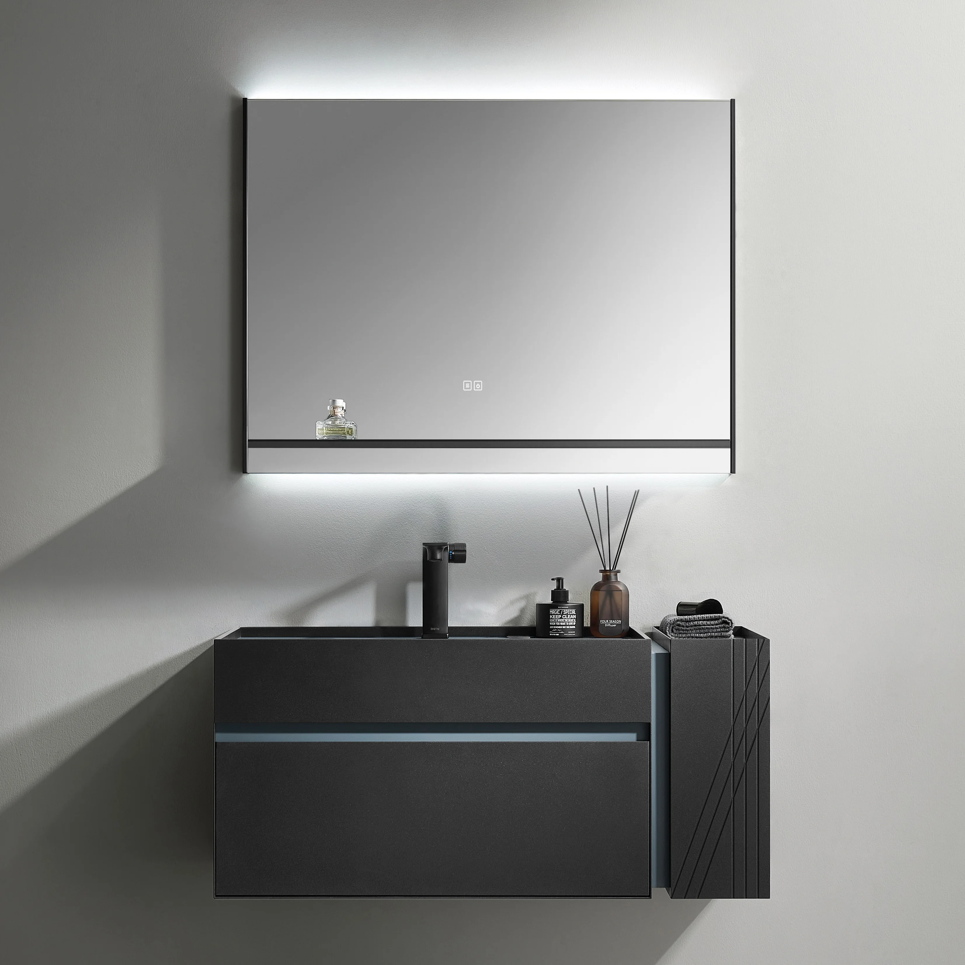 BNITM современный роскошный плавающий шкаф для хранения ванной комнаты туалетный столик с раковиной и умным светодиодным зеркалом домашнего использования в отеле