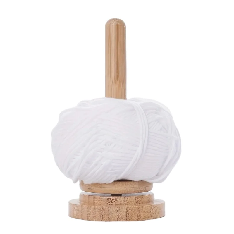Bamboo and Wood Yarn Stand Home Braided Yarn Spool Storage Table Top Rotary Ball Wooden Winder Sewing Kit Accessory