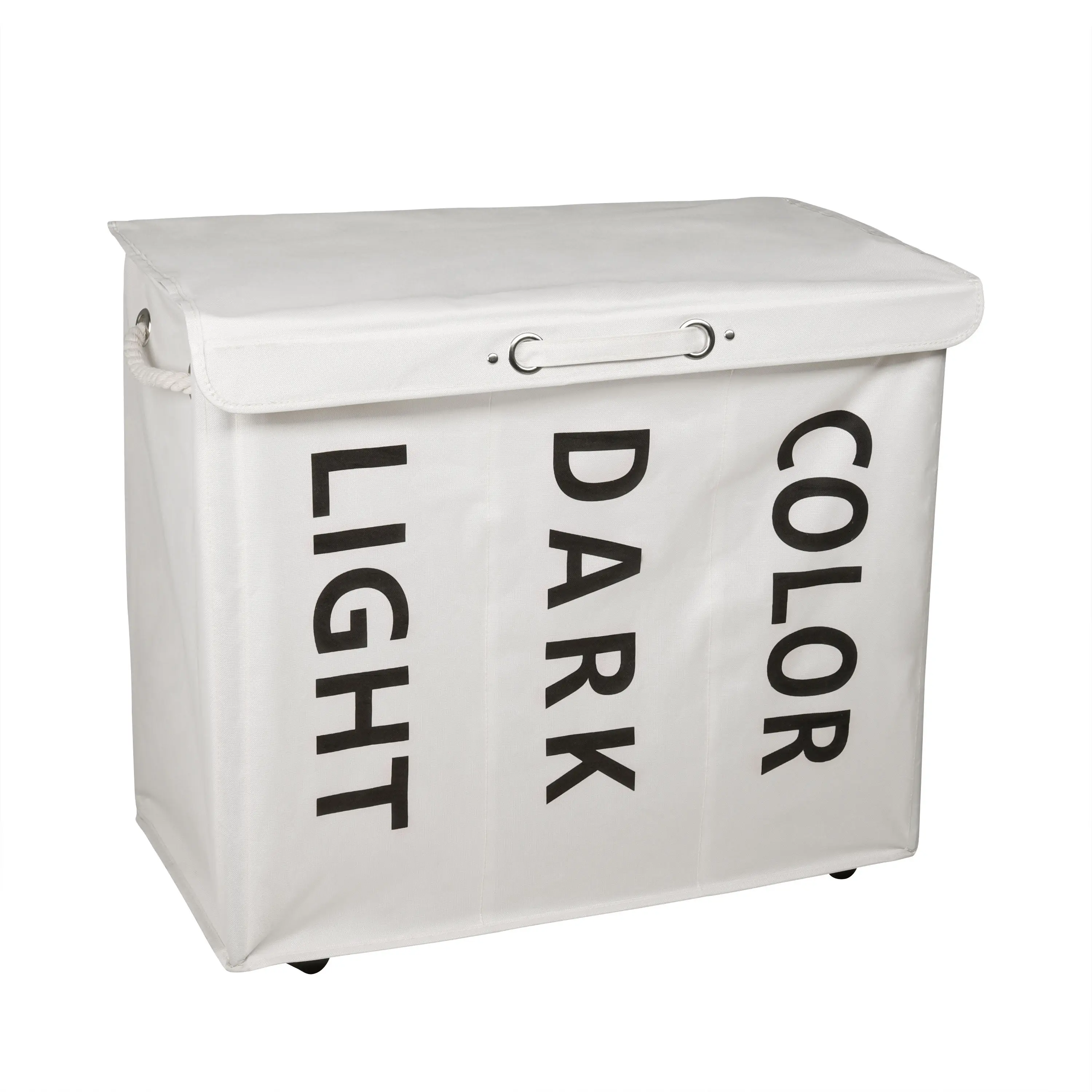 Large Oxford Dirty Laundry Basket  sorter with wheels 3 compartments laundry basket