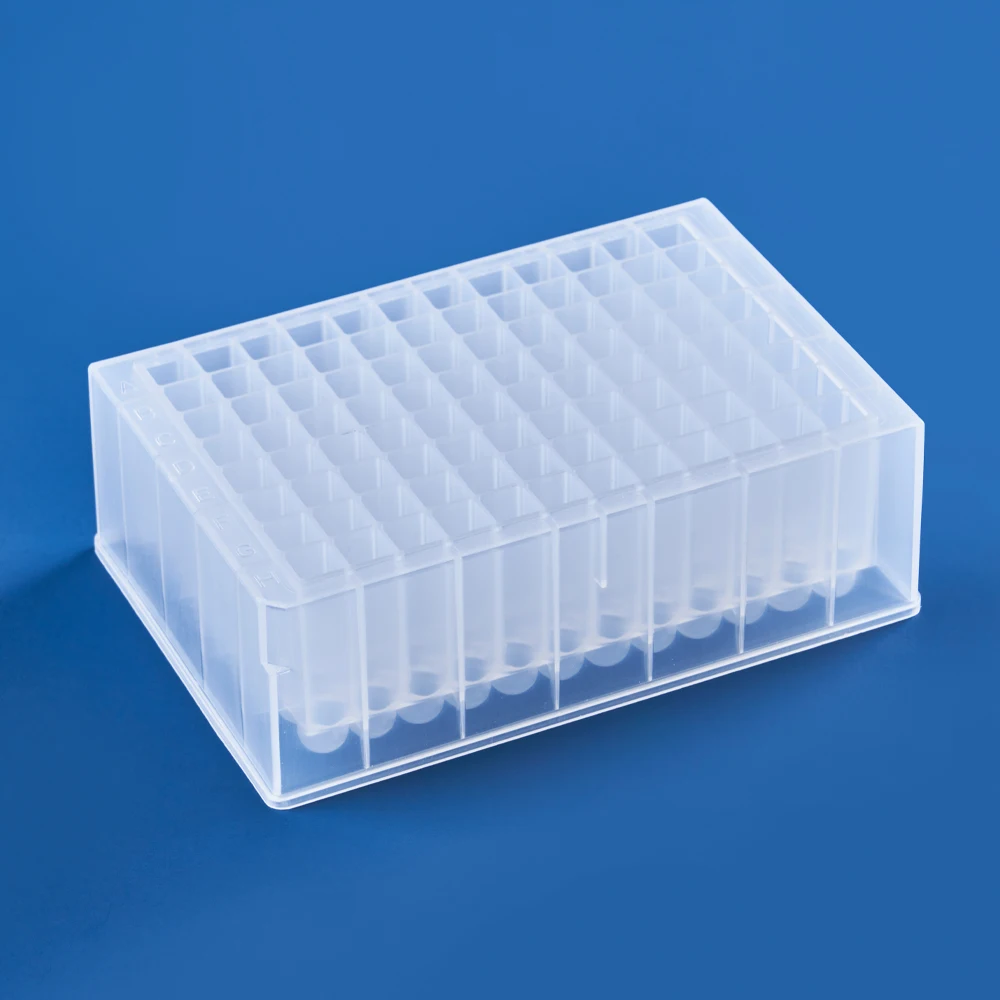 Round Bottom 2.2Ml 96 Deep Well Plate Laboratory Bottle Plastic Reagent Bottle Reservoir With 96 Round Well Silicone Lid Mat