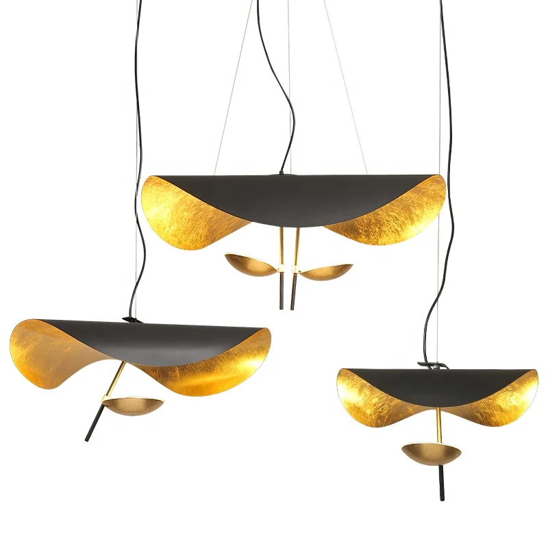 Hot  wholesale vintage nordic  iron gold black hat  pendant light  for restaurant  shop living room  decoration from china