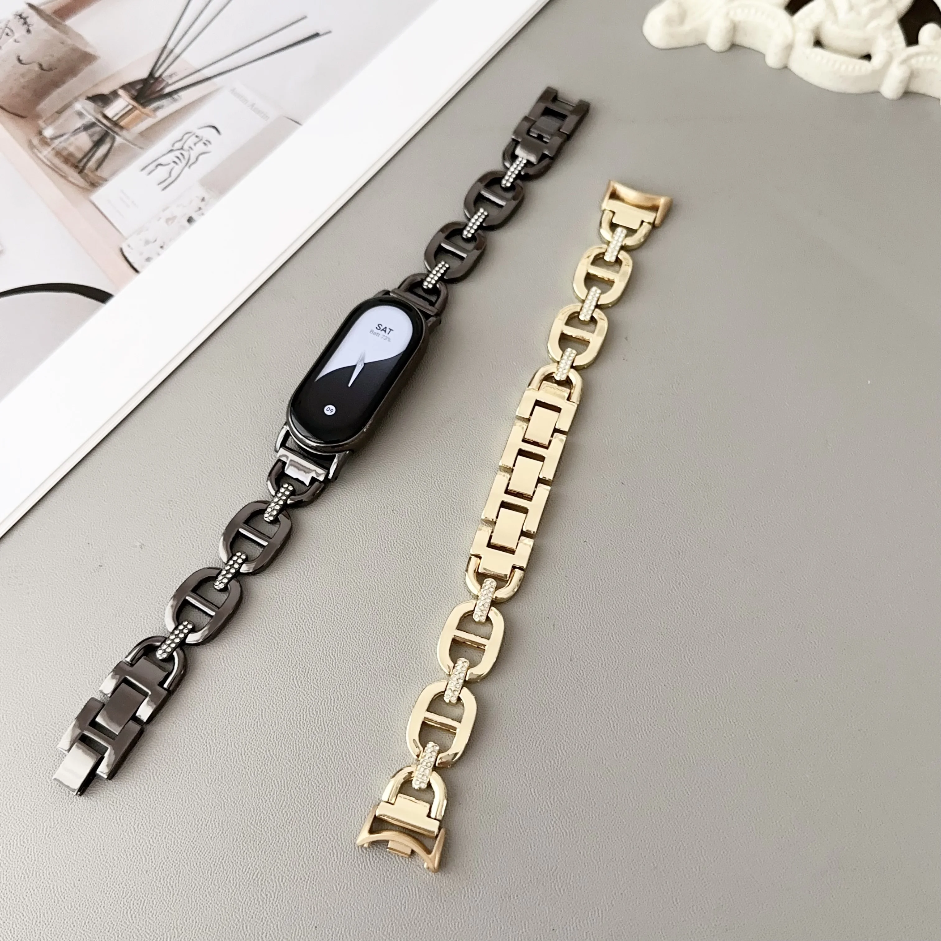 for xiaomi mi band 8 strap metal with diamond watch band for xiaomi band 8