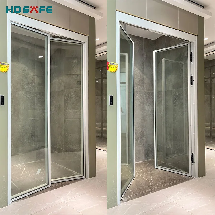 HDSAFE Automatic swing door aluminum frame hidden hinge electric swing door interior exterior entry glass door Automatic opener