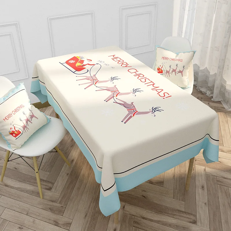 Merry Christmas Tablecloth Forest Rectangular Deer Table Cover Perfect for Christmas Manteles De Noel Navidad