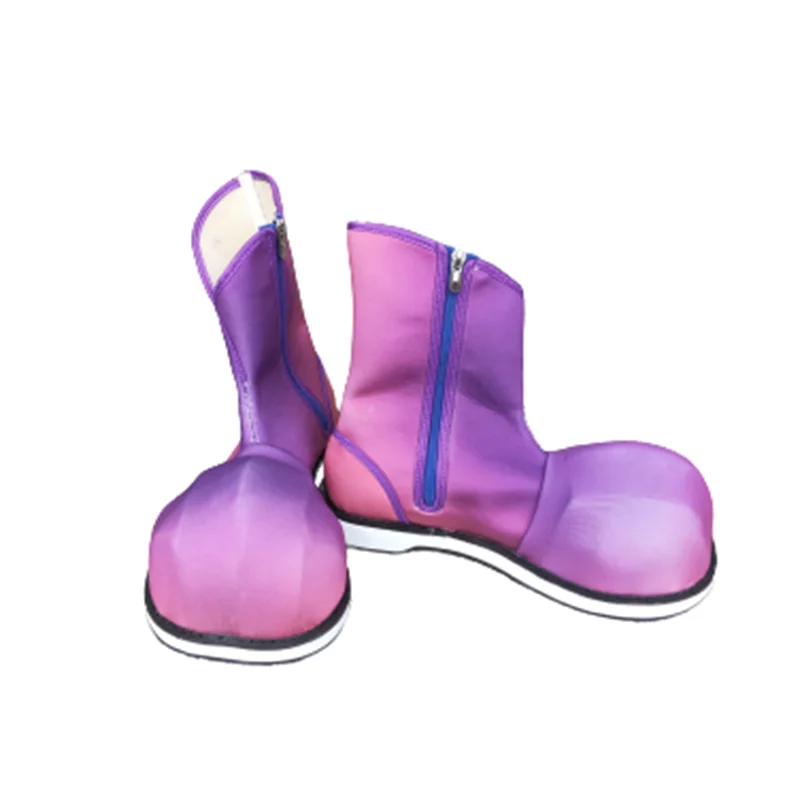 Magic performances Comical Round Head Raised Head Exaggerated Funny Anime Purple Round Toe Leather Shoes