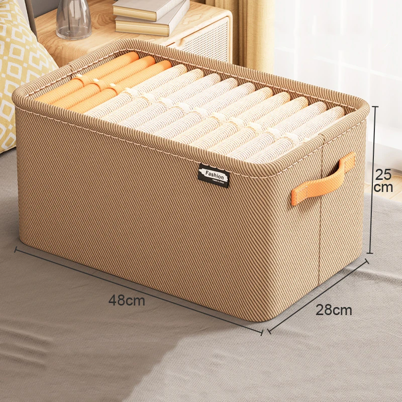 Hot Selling Non-woven clothes organizer closet storage steel frame home wardrobe organizer basket storage box with handles