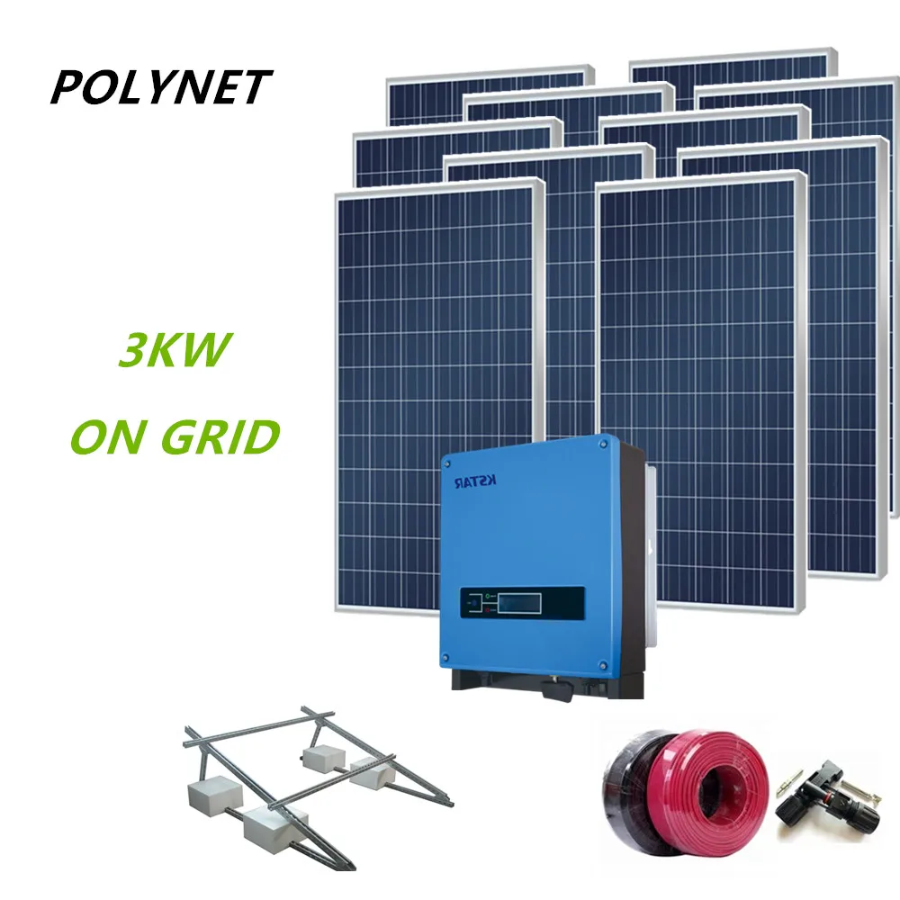 
China Best selling 3kw on grid solar panel system home solar generator energy system 