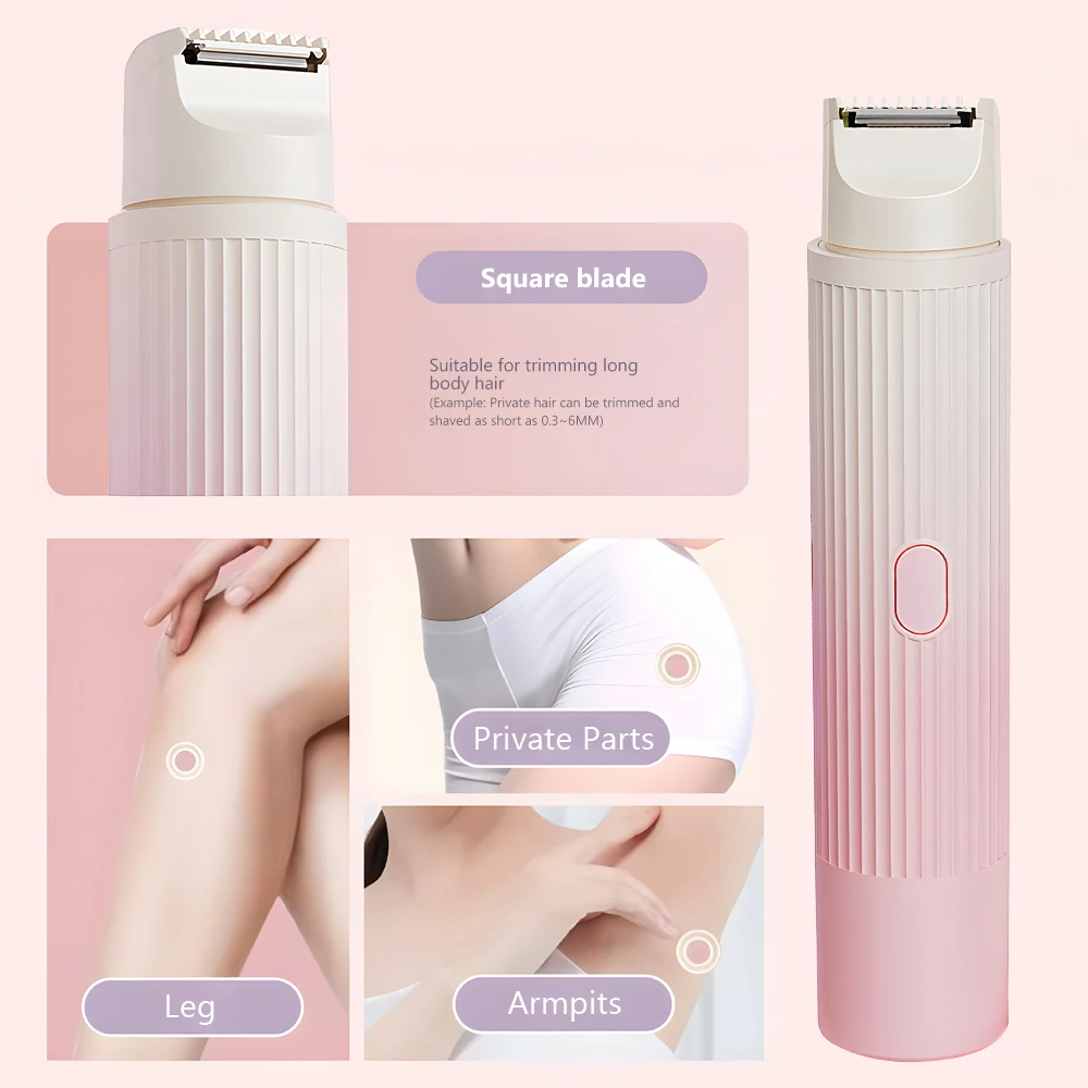 2 in 1 Bikini Trimmer for Women, Rechargeable Pubic Hair Trimmer Women IPX7 Waterproof Electric Shaver for Women