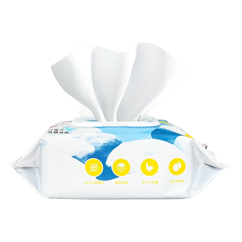 80 pieces High Quality Soft Organic Flushable Portable Toilet Wipes, Wet Toilet Paper