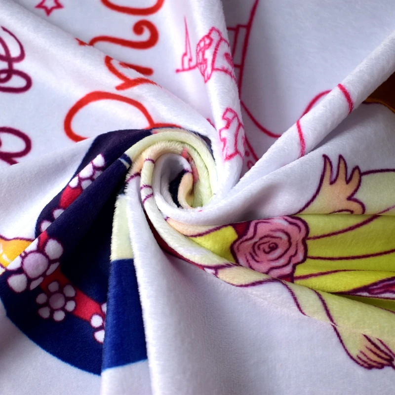 custom carton design printing minky fabric Flannel Coral velvet Lamb cashmere Crystal velvet squish plush fabric