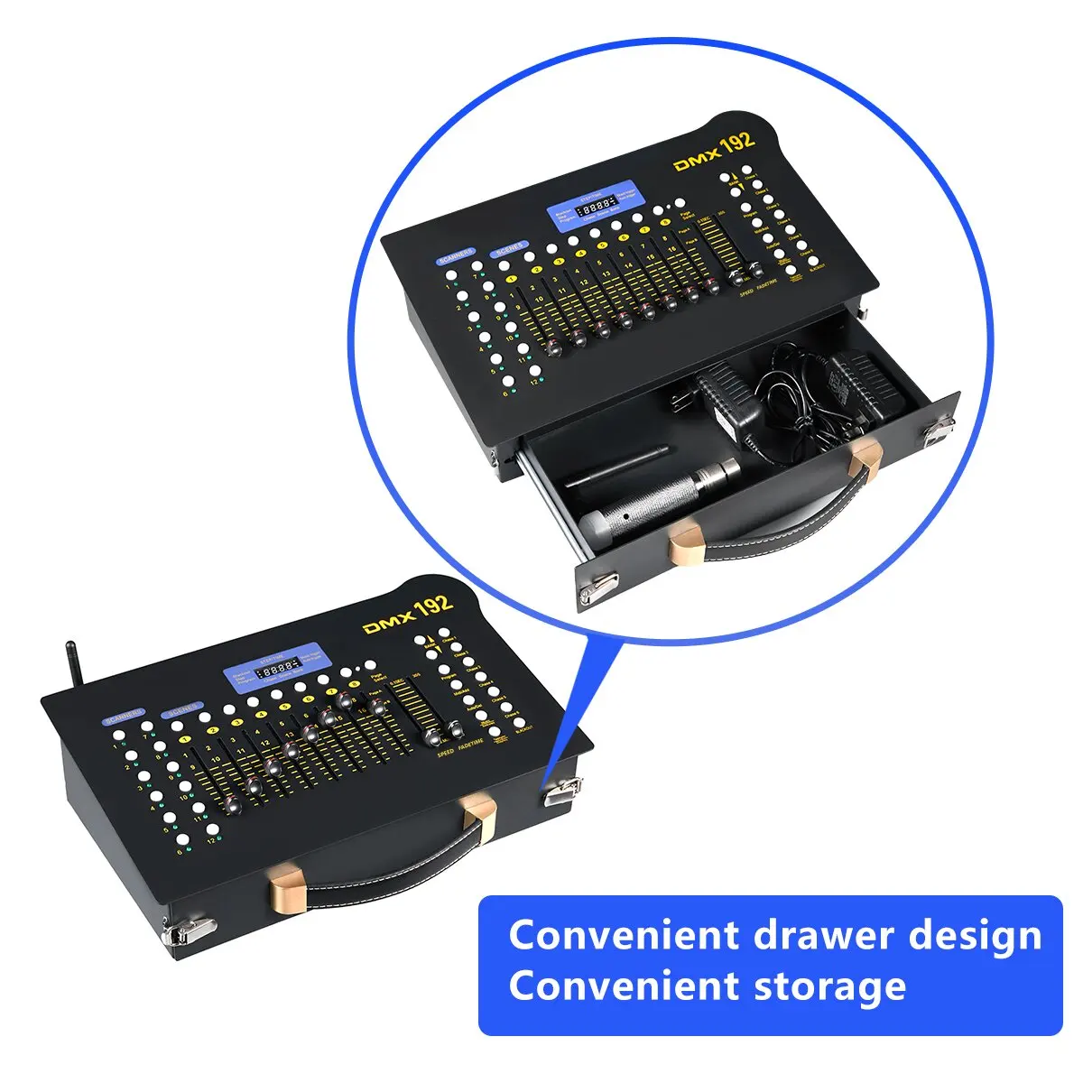 New Handle Drawer Mini Wireless DMX 192 Console With 4Pcs Receivers