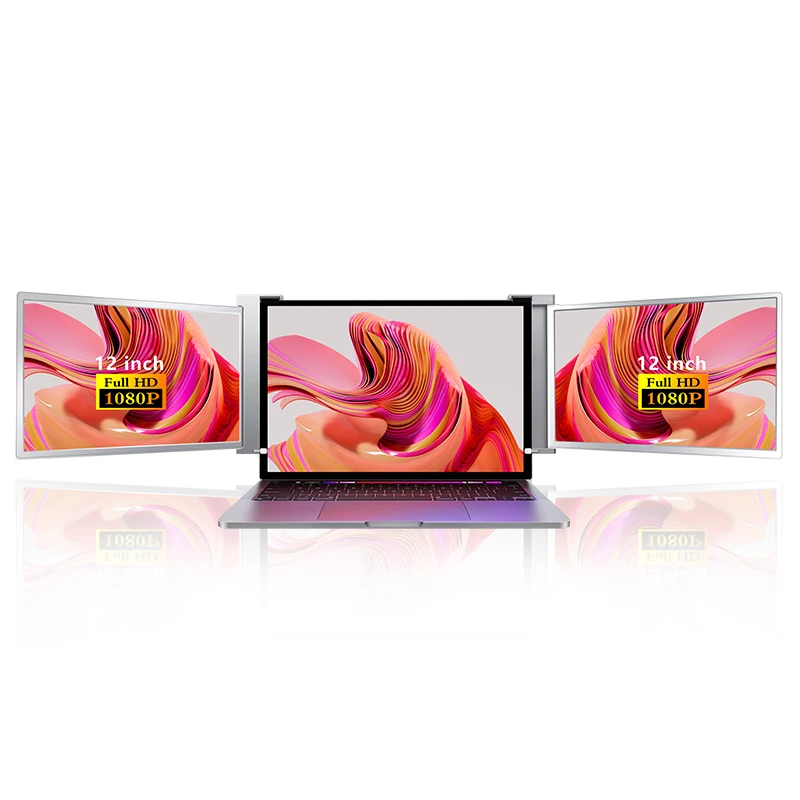 Fold 3 lcd screen external monitor laptop 12 inch lcd monitors for notebook with usb port easy installation