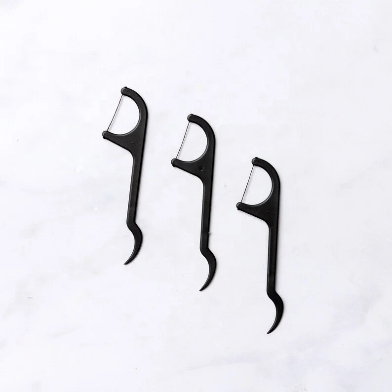 Custom Logo wheat Straw Biodegradable Dental Toothpicks Dental Floss Picks glide floss pick