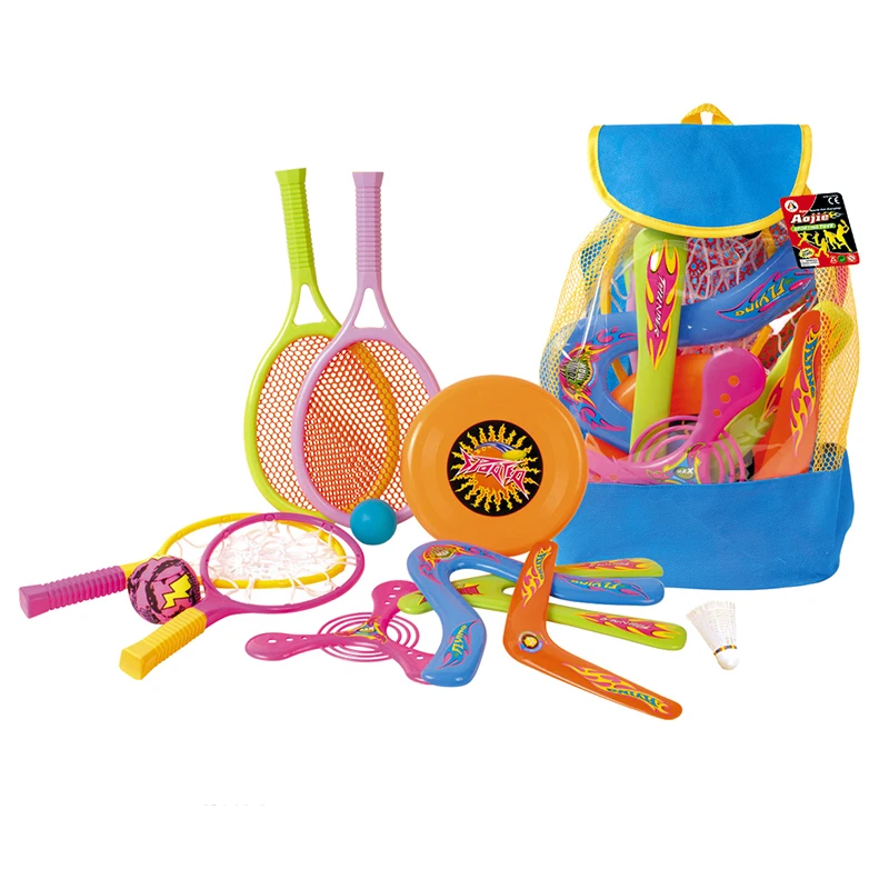 4 in 1 sport game set Boomerang game elasticity splash sky catcher tennis racket set and with 8 inch flying disc