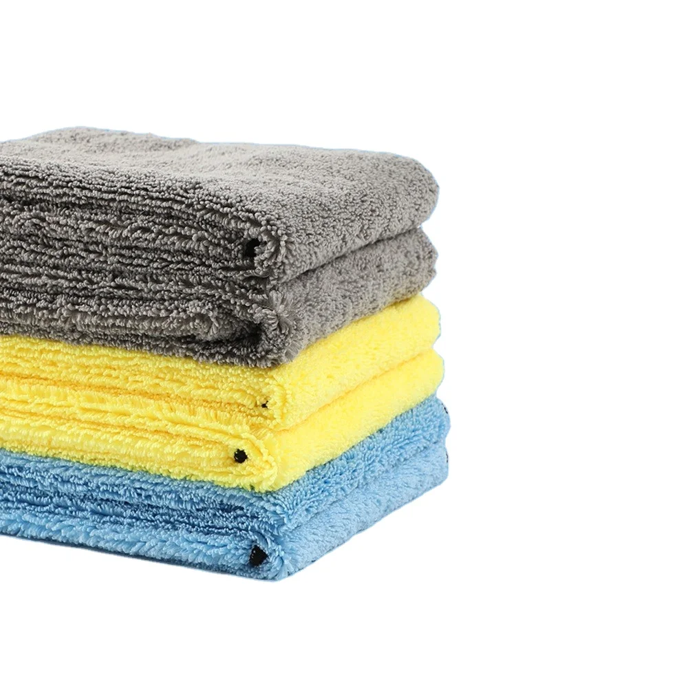 BSCI GRS wholesale custom logo car towel for car wash thicken plush with edge microfiber car cleaning cloth