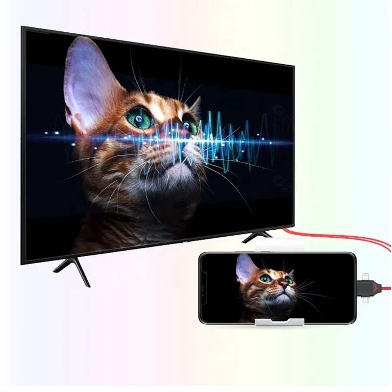 3 In 1 Lightning Micro USB Type-C Port To HDMI Cable Adapter For Mobile Phone To TV