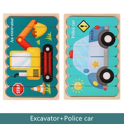 Wholesale cartoon strips story wooden puzzle baby wooden puzzle toy 3d wooden puzzle