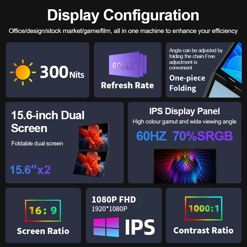 15.6 Inch 1080P Ips Extended Laptop Screen 60Hz Type-C Mini Hdmi Folding Monitor 15.6 Inch Portable Monitor For Laptop