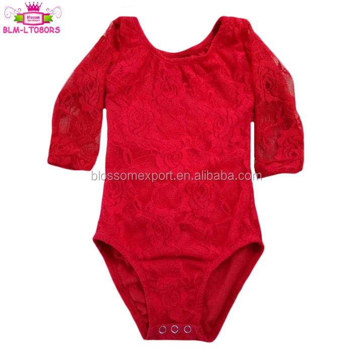Infant Toddler Long Sleeve Solid White Lace Overlay Leotard For Baby Girls Clothes Lace And Cotton Lined Romper Bodysuit