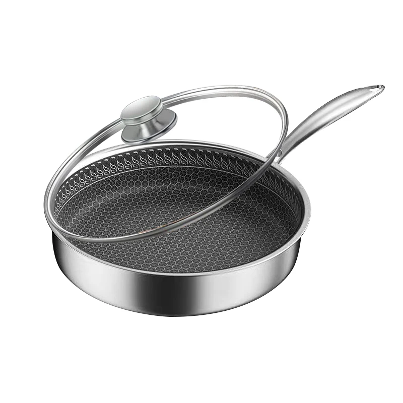 Mofun 5202 Customized Stylish Induction Wok Non-stick Fry Pan Saute Pan with Lid Customised CLASSIC Stainless Steel Flat 2.3mm