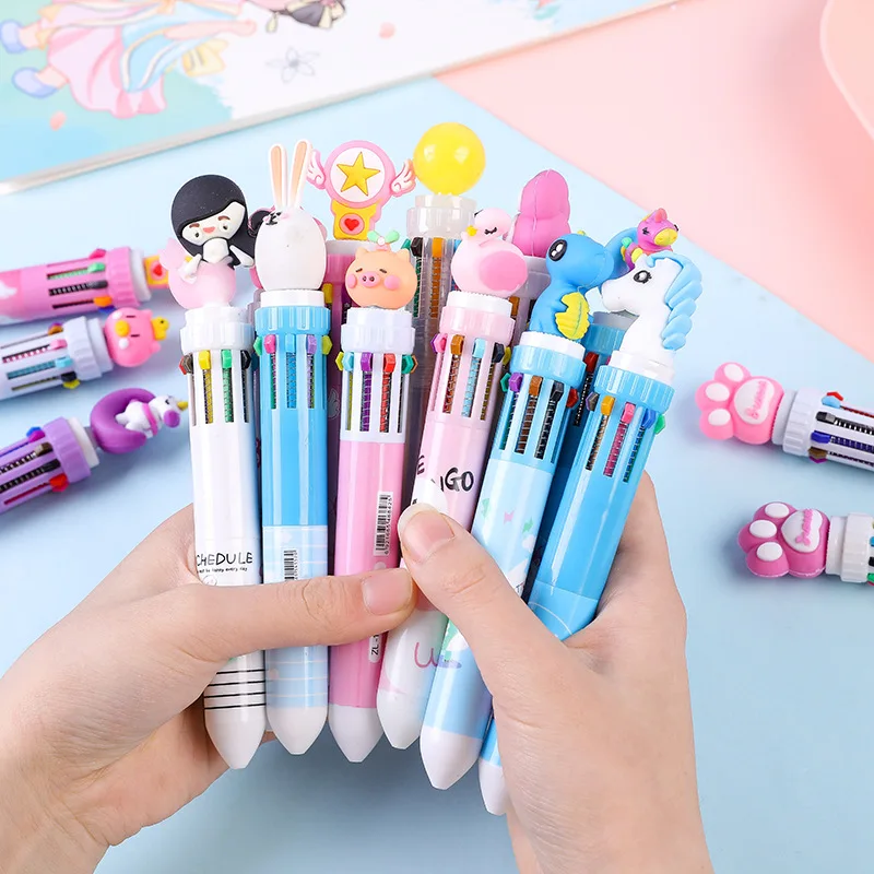Promotional Gift Custom Logo 10 Color Ball Point Pen with Mechanical Pencil China Ball Pen