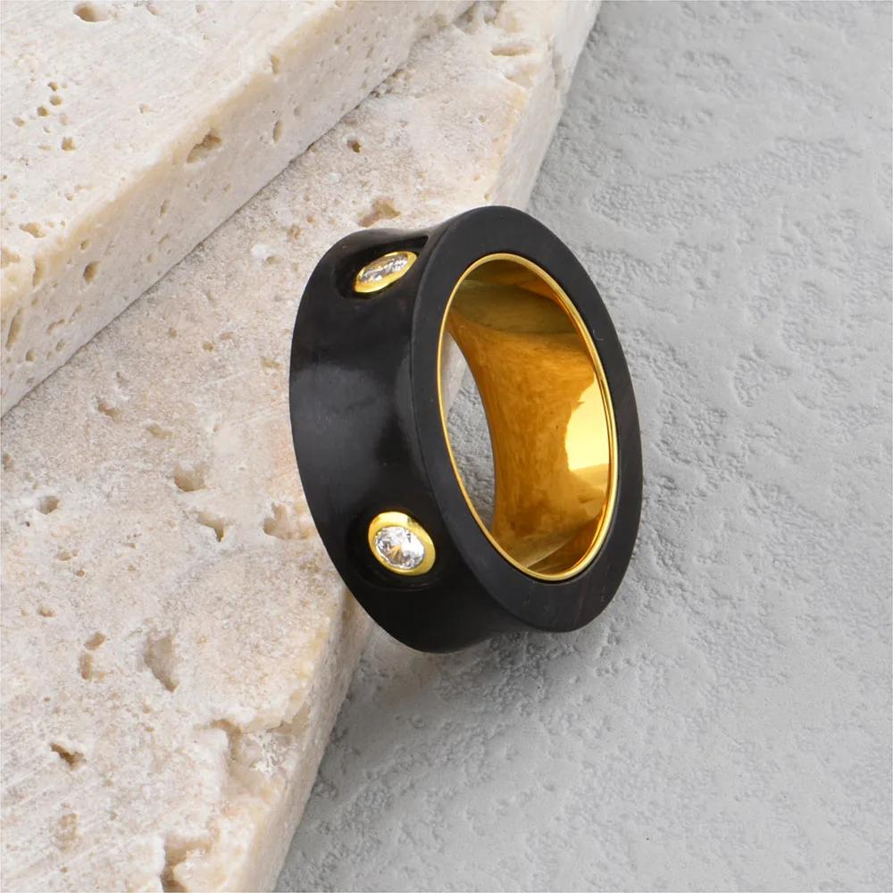JohnsonGems Luxury Custom Wedding Engagement Rings For Women Vintage 18k Gold Plated 316L Stainless Steel Zircon Ring