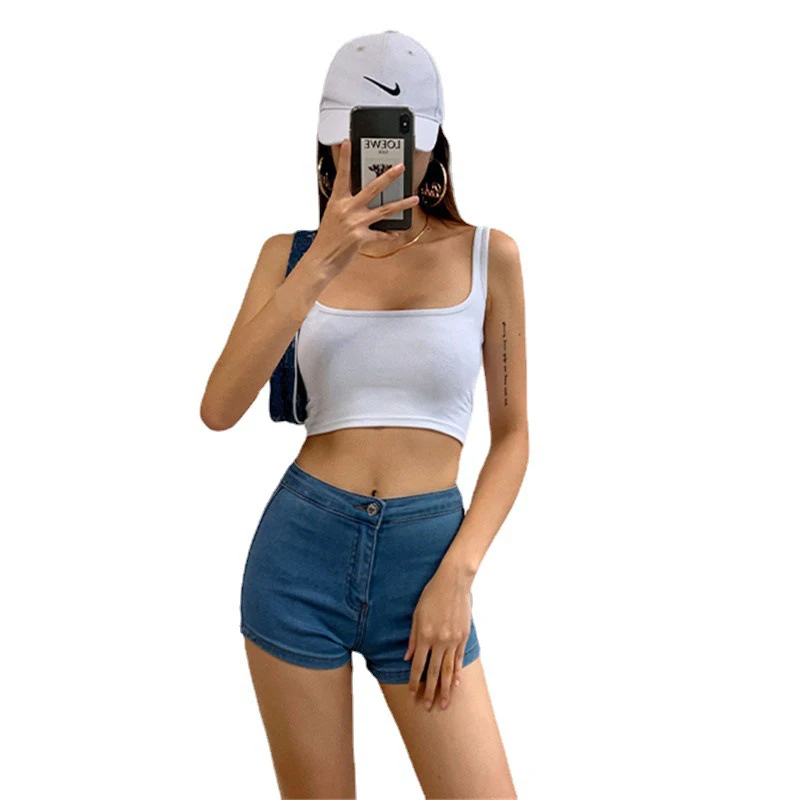 Newly design whosale braless tank top shirts with two strings cotton tank top for women