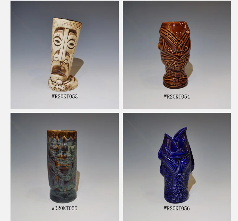 Керамические чайные кружки skeleton Totems для Гавайского Пляжа коктейлей бара вина с гримасом и спиртом зомби кружка