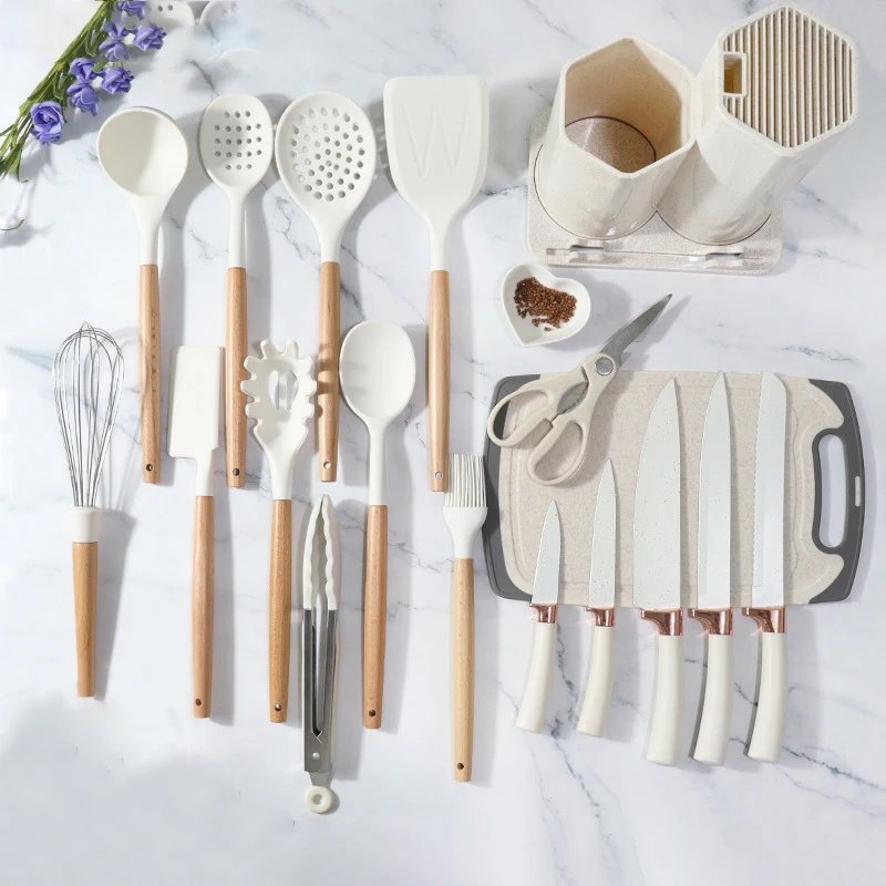 17/18 PCS Silicone Cooking Kitchen Utensils Set Non-stick Silicone Stainless Steel Kitchen Utensil Set