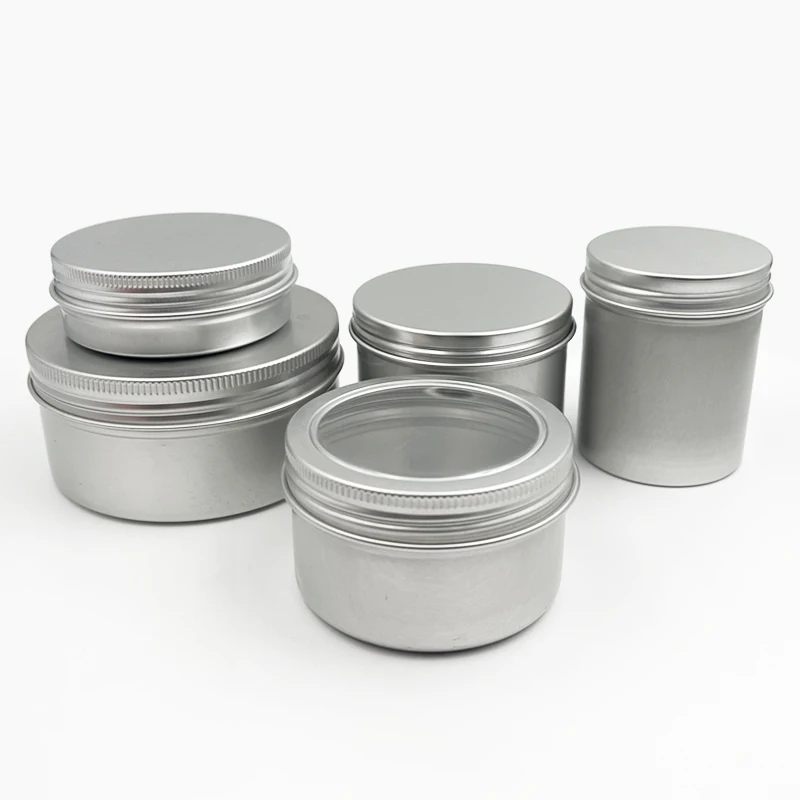 Empty Cosmetic Containers 5g 10g 15g 20g 30g 60g 100ml 200ml silver black gold metal aluminum candle jar tin can for cosmetics