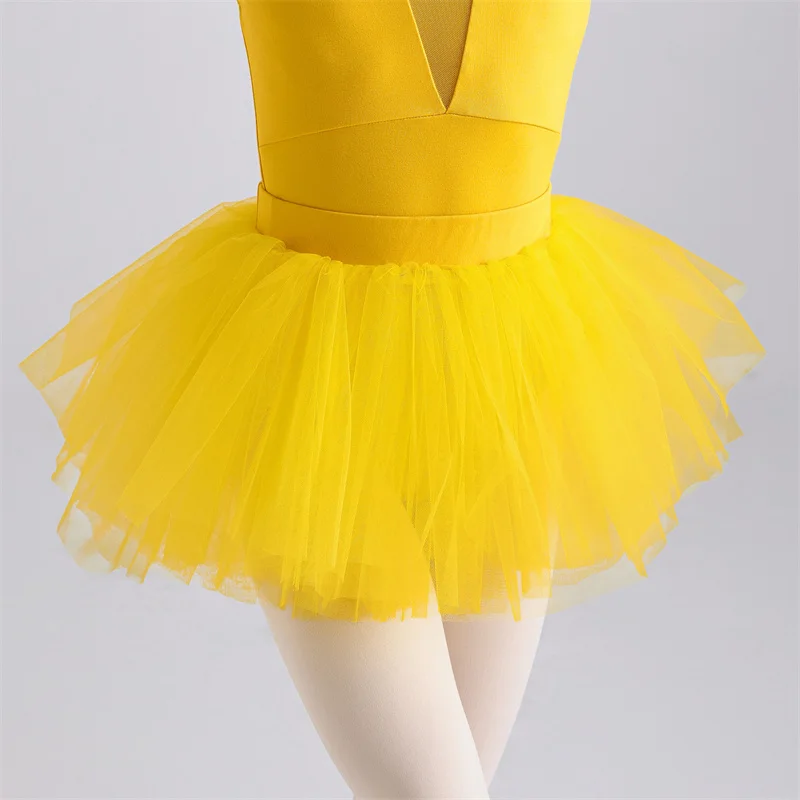 Hot Sale 4 Layers Kids Girls Children Training Wear Dance Tulle Skirt Yellow Pink White Ballet Tutu Skirt