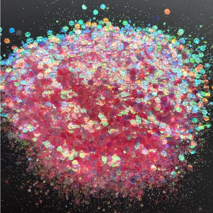 Iridescent Purple Glitter Pastel colors Non-toxic Polyester Material Mix Chunky Sizes for Arts Crafts Decorations